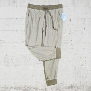 Splendid Tan Khaki High Waisted Drawstring Ankle Cropped Stretch Joggers Size XL